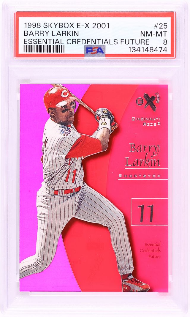 1998 Skybox E-X 2001 Essential Credentials Future Barry Larkin /76 #25 PSA 8 NM-MT - Photo 1
