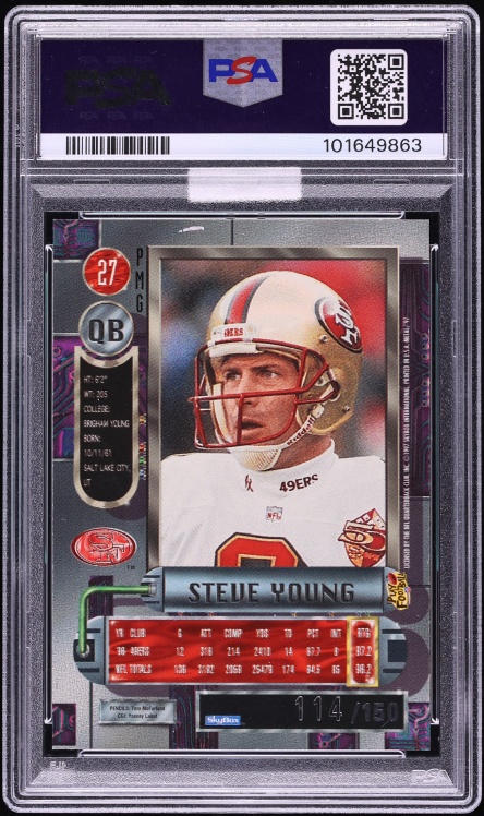 1997 Metal Universe Precious Metal Gems PMG Red Steve Young /150 #27 MBA PSA 7 NRMT - Photo 2