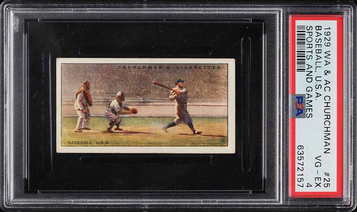 1929 W.A. & A.C. Churchman Sports & Games Baseball, USA #25 PSA 4 VGEX