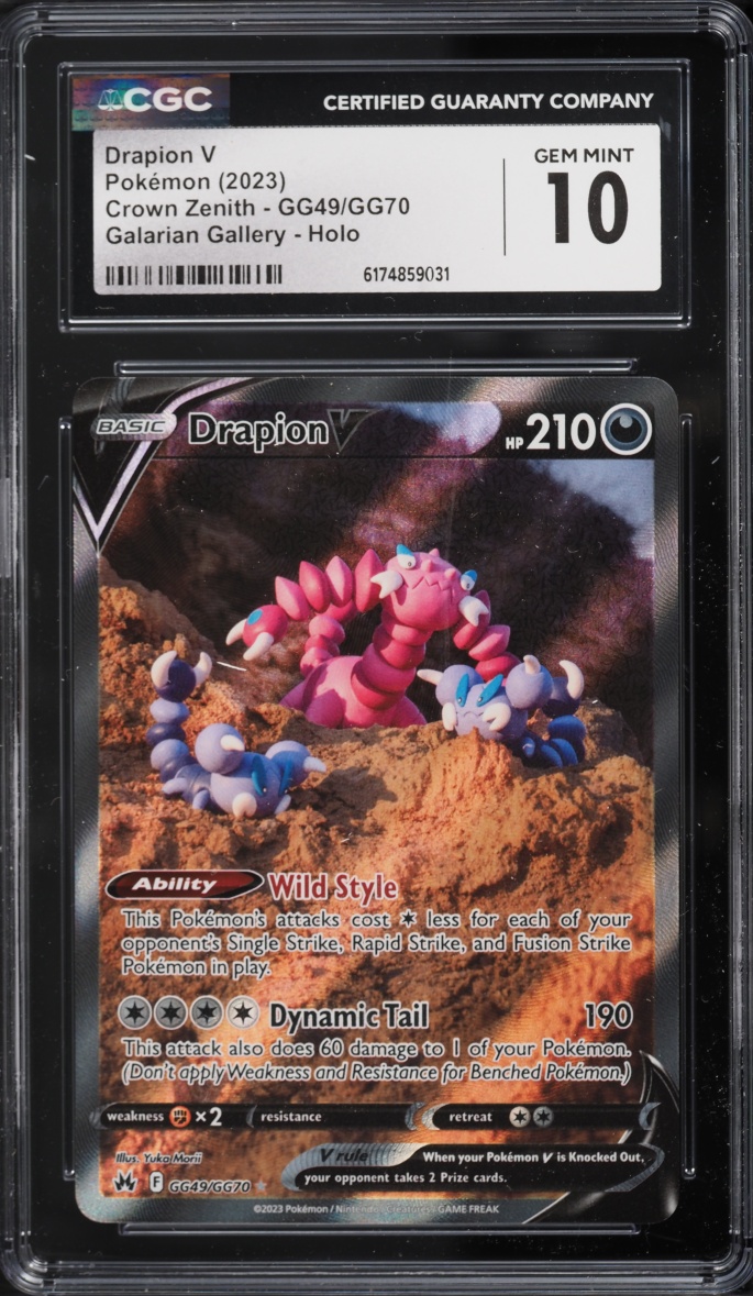 2023 Pokemon Sword & Shield Crown Zenith Full Art Drapion V #GG49 CGC 10 GEM MINT