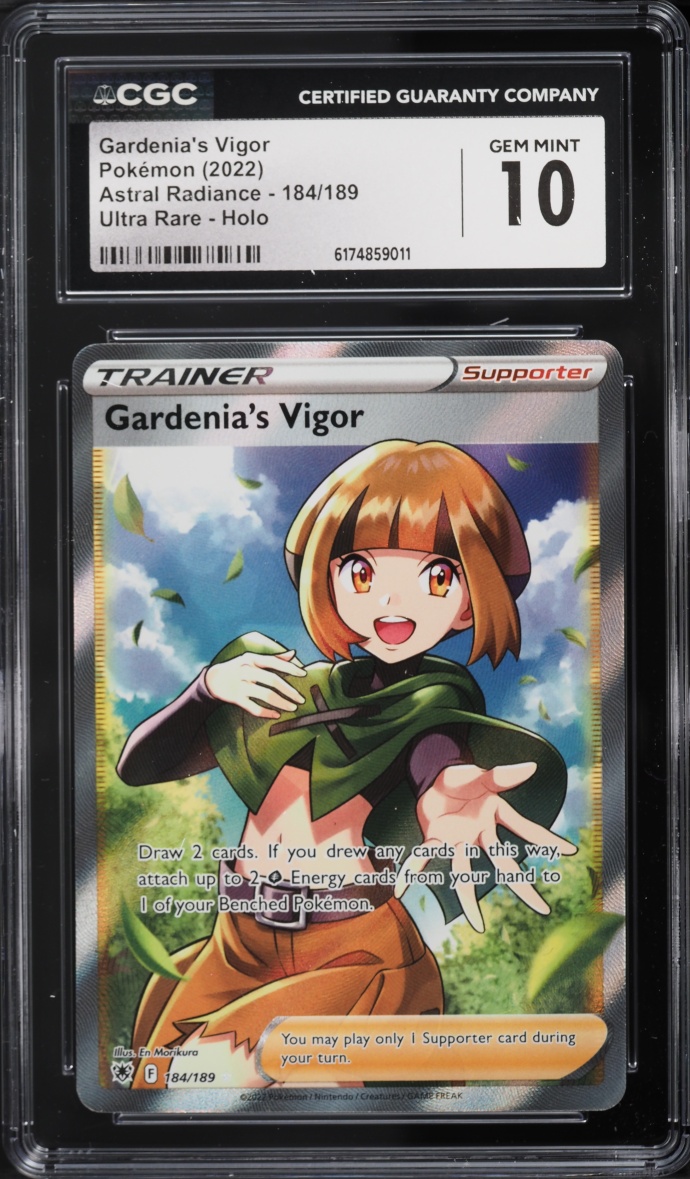 2022 Pokemon Sword & Shield Astral Radiance Full Art Gardenia's Vigor #184 CGC 10 GEM MINT
