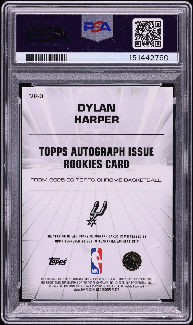 2025 Topps Chrome Issue Gold Refractor Dylan Harper ROOKIE AUTO /50 #TAIR-DH PSA 9 MINT