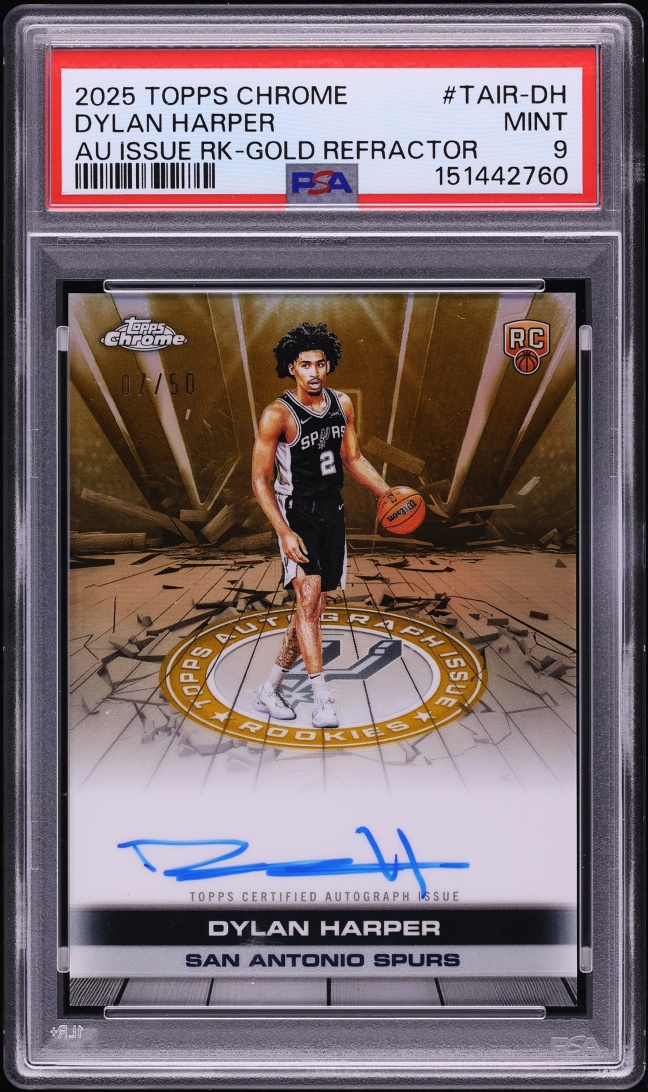 2025 Topps Chrome Issue Gold Refractor Dylan Harper ROOKIE AUTO /50 #TAIR-DH PSA 9 MINT