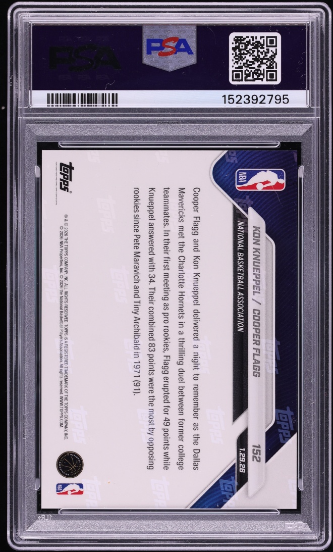 2025 Topps Now Kon Knueppel & Cooper Flagg ROOKIE #152 PSA 10 GEM MINT