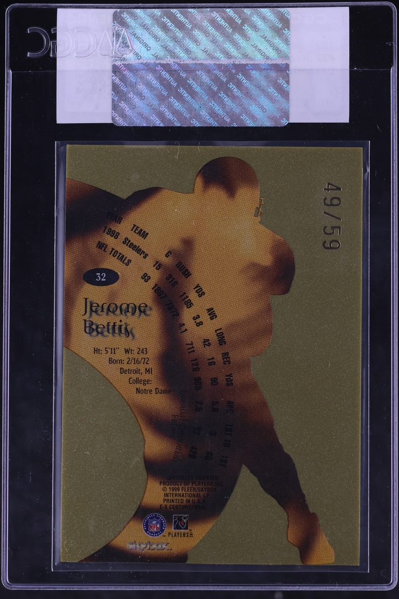 1999 Skybox E-X Century Essential Credentials Future Jerome Bettis /59 #32 CGC AUTH - Photo 2
