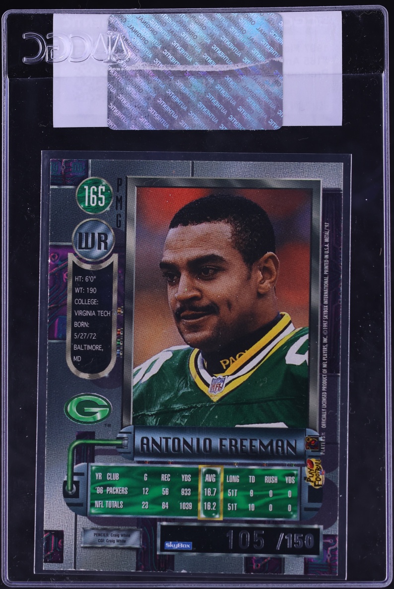 1997 Metal Universe Precious Metal Gems PMG Antonio Freeman /150 #165 CGC AUTH - Photo 2