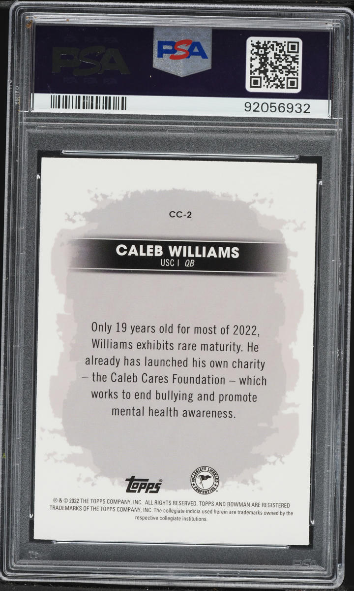 2022 Bowman's Best University Campus Captains Caleb Williams ROOKIE #CC-2 PSA 10 GEM MINT