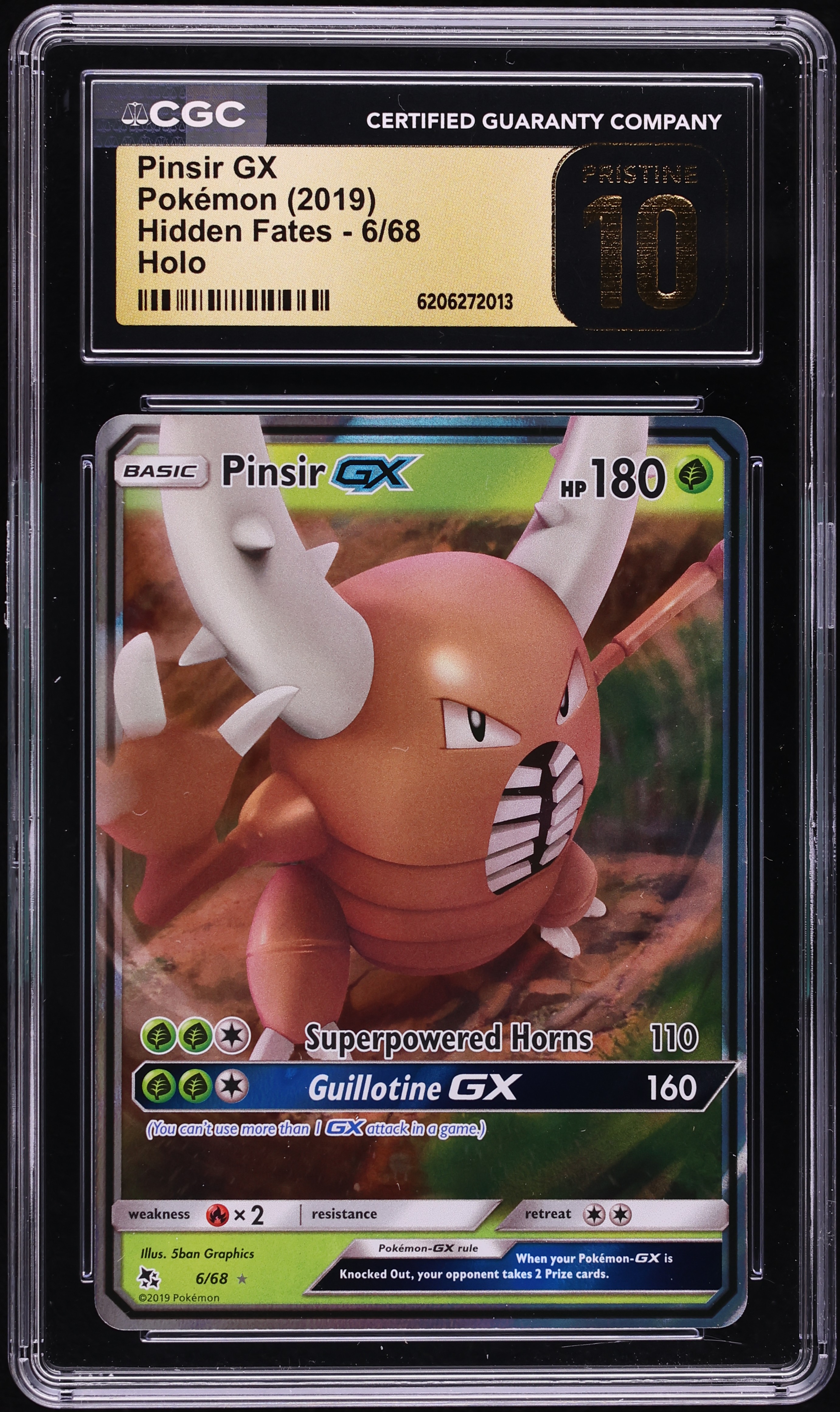 2019 Pokemon Sun & Moon Hidden Fates Holo Pinsir GX #6 CGC 10 PRISTINE