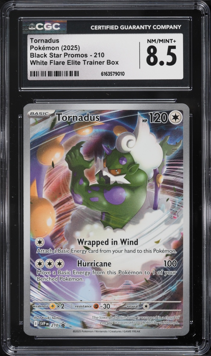 2025 Pokemon Scarlet & Violet Promo White Flare ETB Full Art Tornadus #210 CGC 8.5 NM-MT+