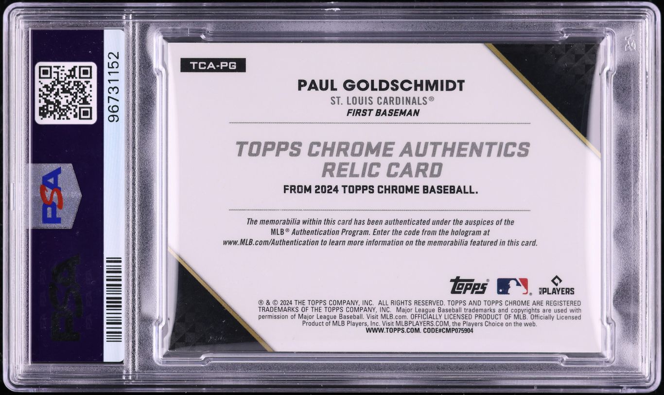 2024 Topps Chrome Authentics Superfractor Paul Goldschmidt PATCH 1/1 #TCA-PG PSA AUTH