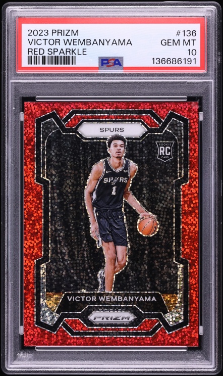 2023 Panini Prizm Red Sparkle Victor Wembanyama ROOKIE #136 PSA 10 GEM MINT