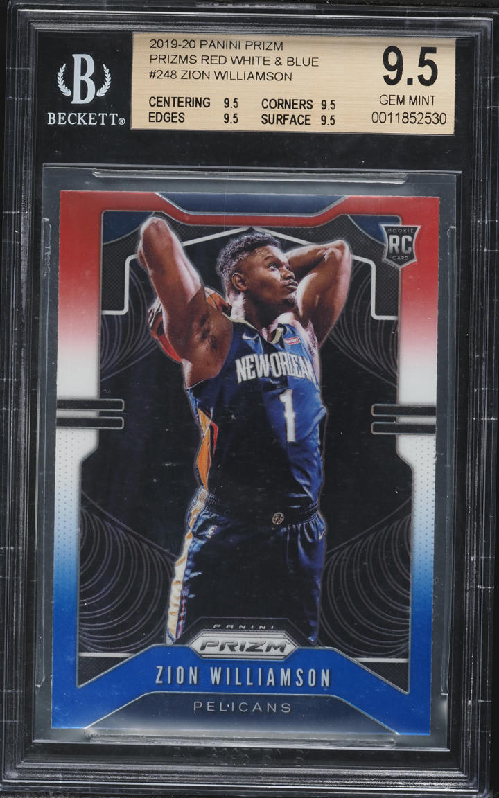 2019 Panini Prizm Red White Blue Zion Williamson ROOKIE #248 BGS 9.5 GEM MINT