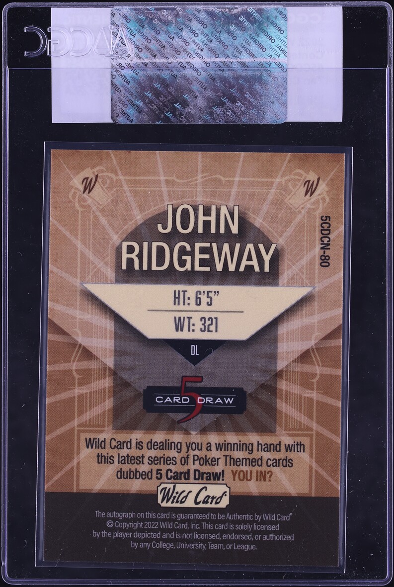 2022 Wild Card 5 Card Draw Contemporary Tan Crystal Foil John Ridgeway AUTO 1/1 CGC AUTH