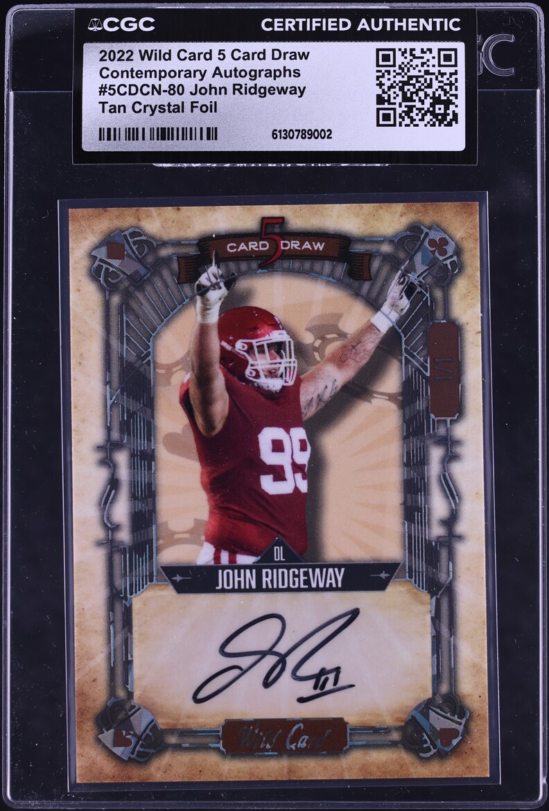 2022 Wild Card 5 Card Draw Contemporary Tan Crystal Foil John Ridgeway AUTO 1/1 CGC AUTH