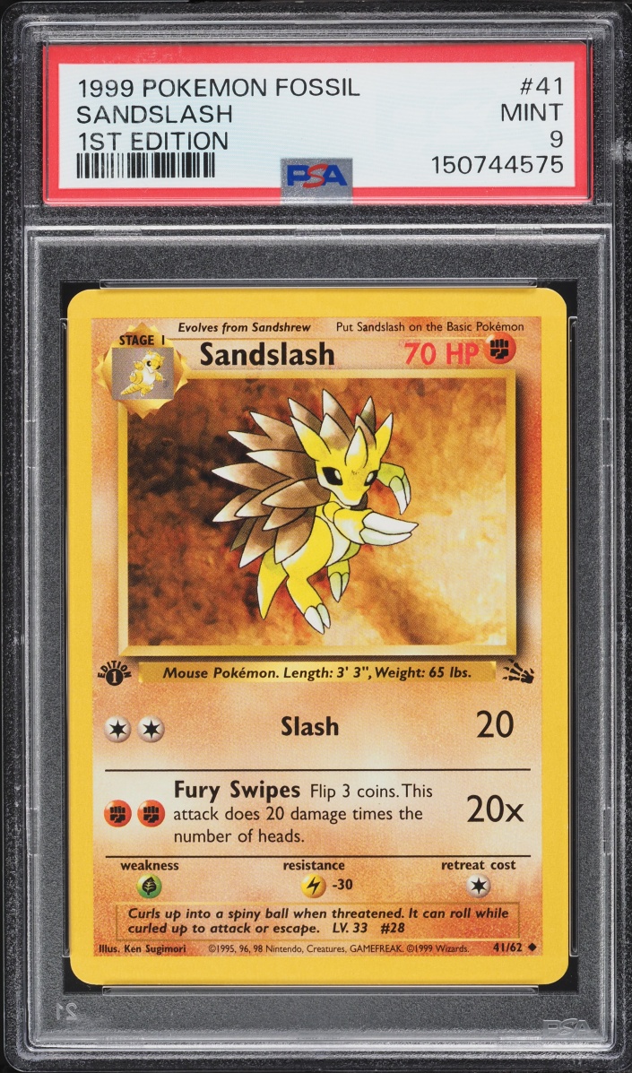 1999 Pokemon Fossil 1st Edition Sandslash #41 PSA 9 MINT