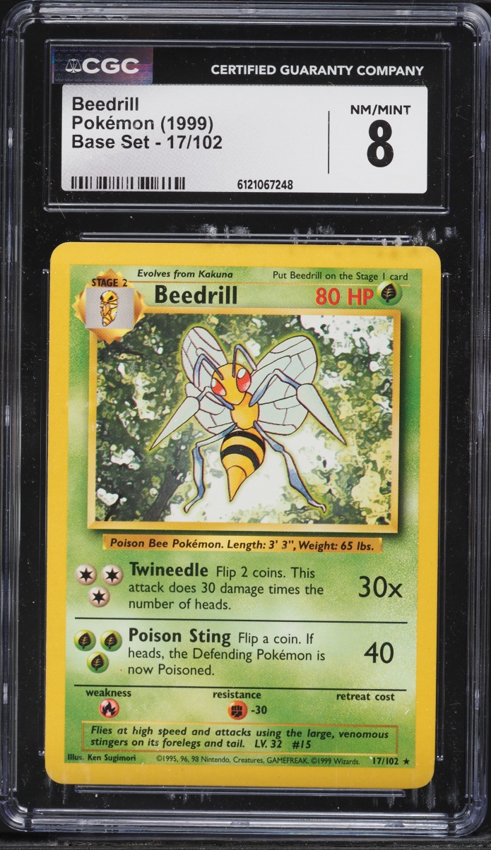 1999 Pokemon Base Set Beedrill #17 CGC 8 NM-MT