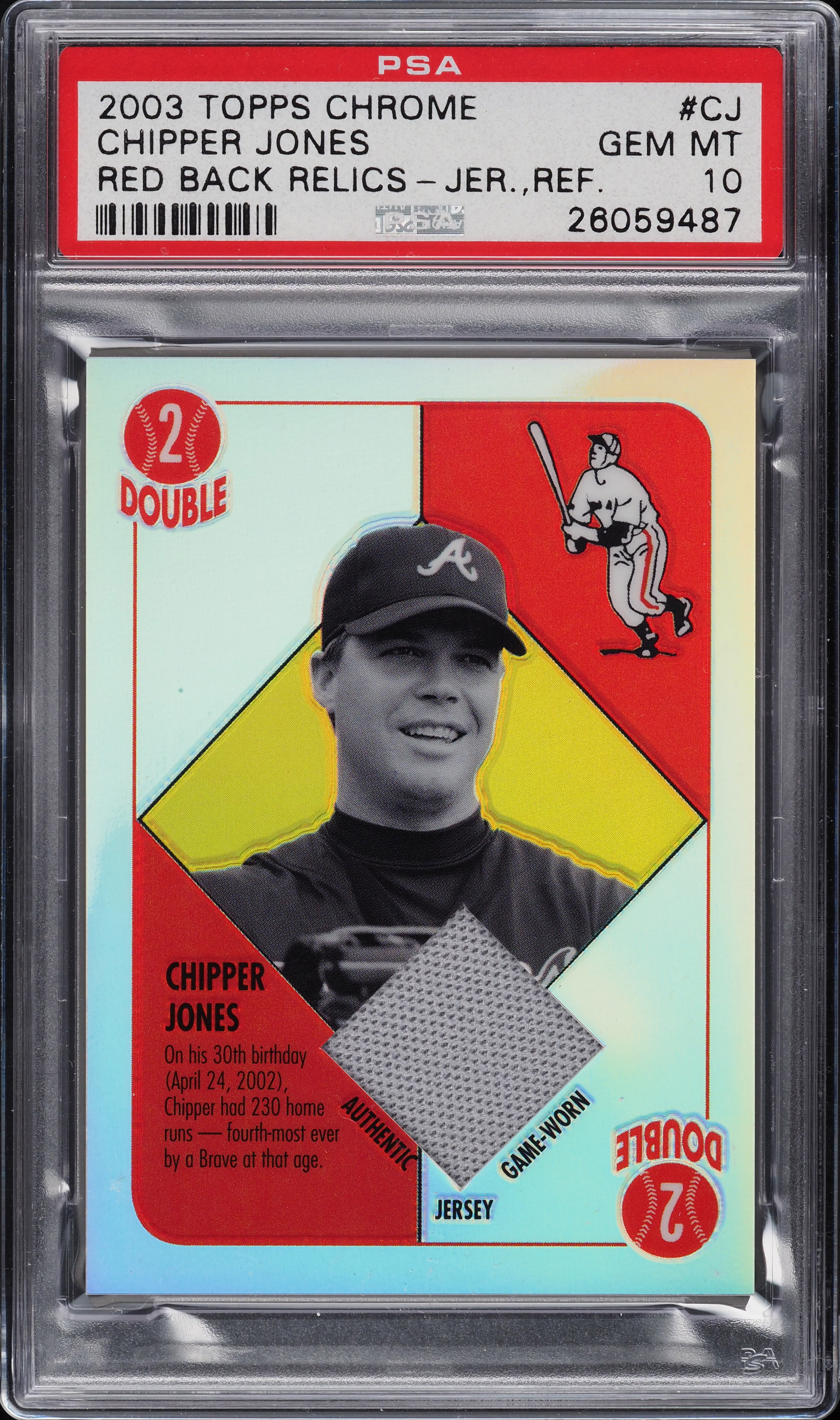 2003 Topps Chrome Red Back Refractor Chipper Jones PATCH #CJ