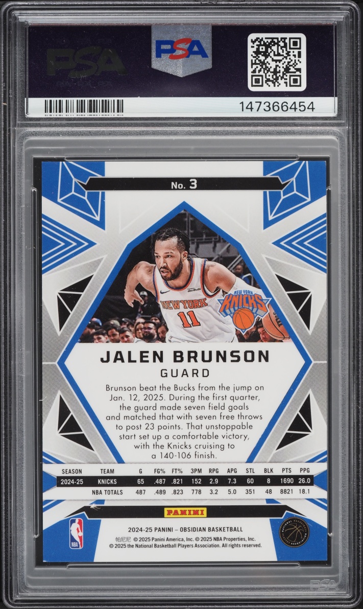 2024 Panini Obsidian Electric Etch Red Flood Jalen Brunson #3 PSA 8 NM-MT