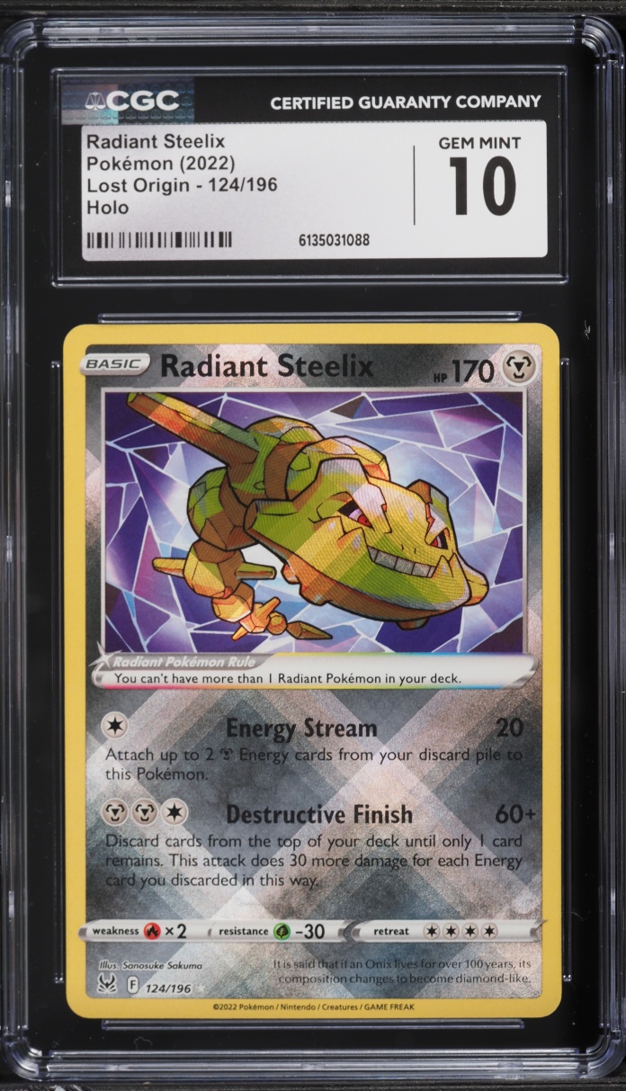 2022 Pokemon Sword & Shield Lost Origin Holo Radiant Steelix #124 CGC 10 GEM MINT