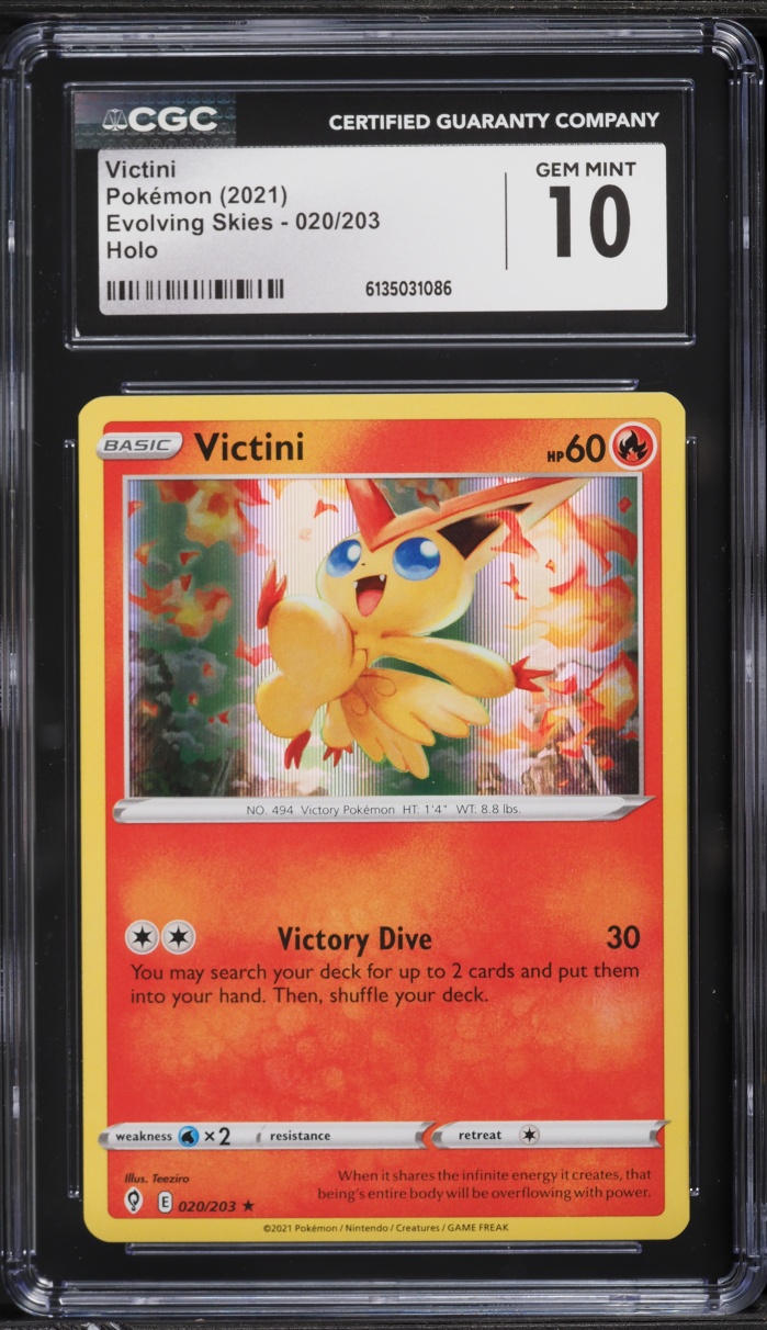 2021 Pokemon Sword & Shield Evolving Skies Holo Victini #20 CGC 10 GEM MINT