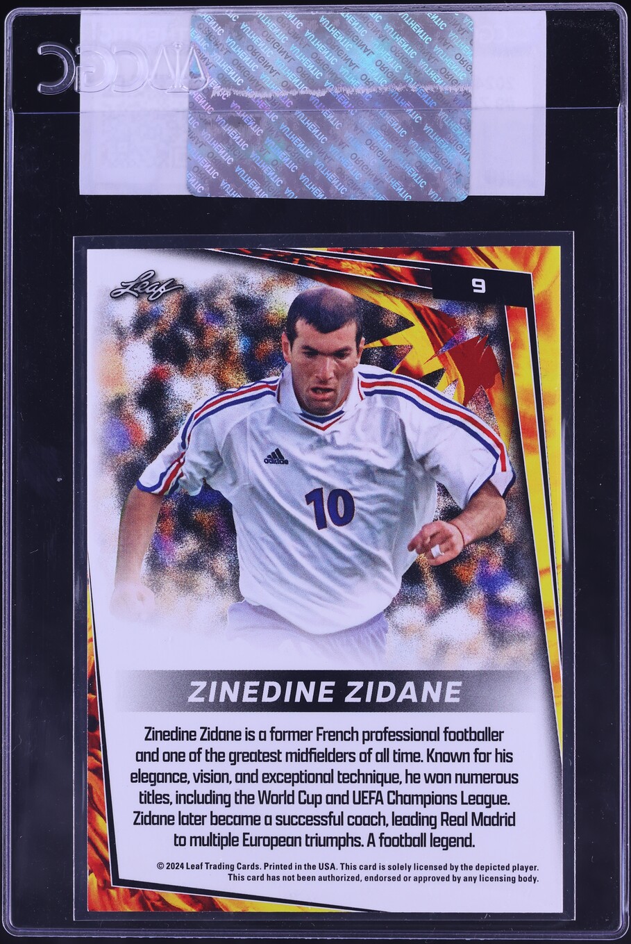 2024 Leaf Soccer Blaster Zinedine Zidane #9 CGC AUTH