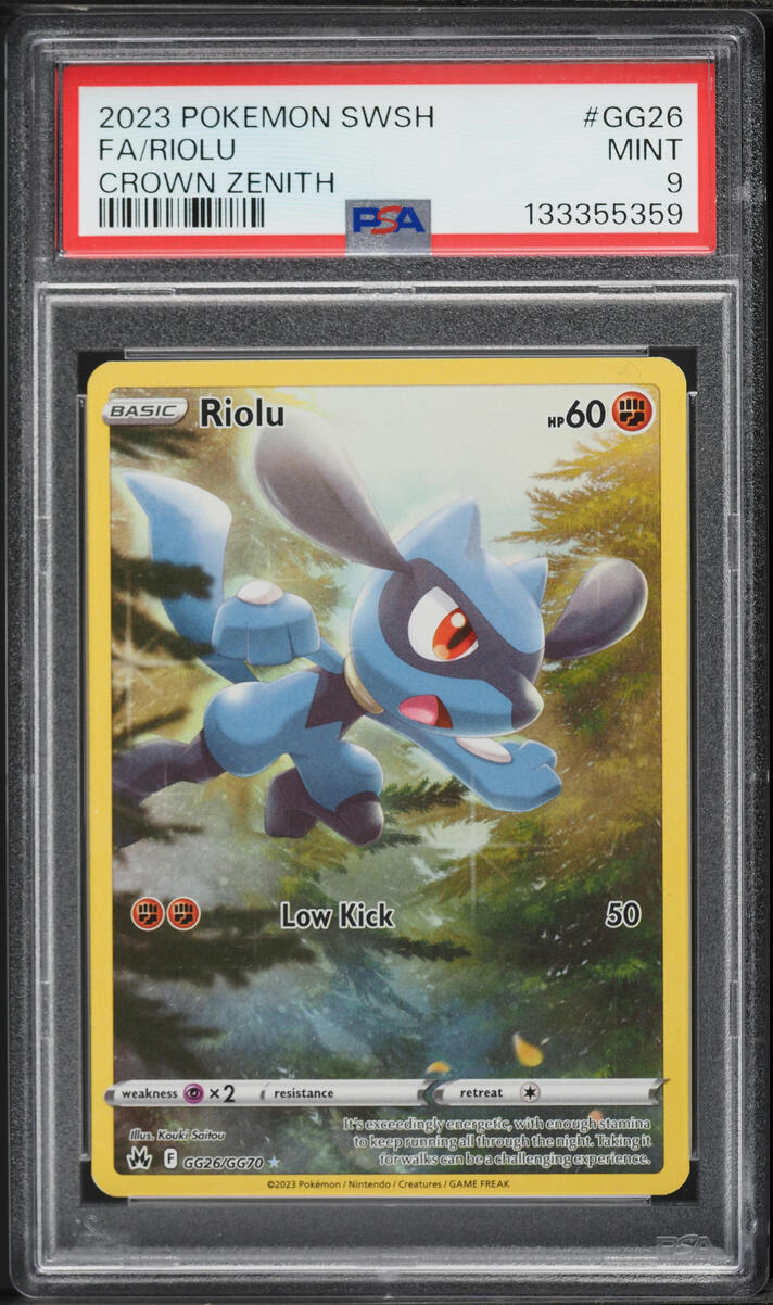 2023 Pokemon Sword & Shield Crown Zenith Full Art Riolu #GG26 PSA 9 MINT