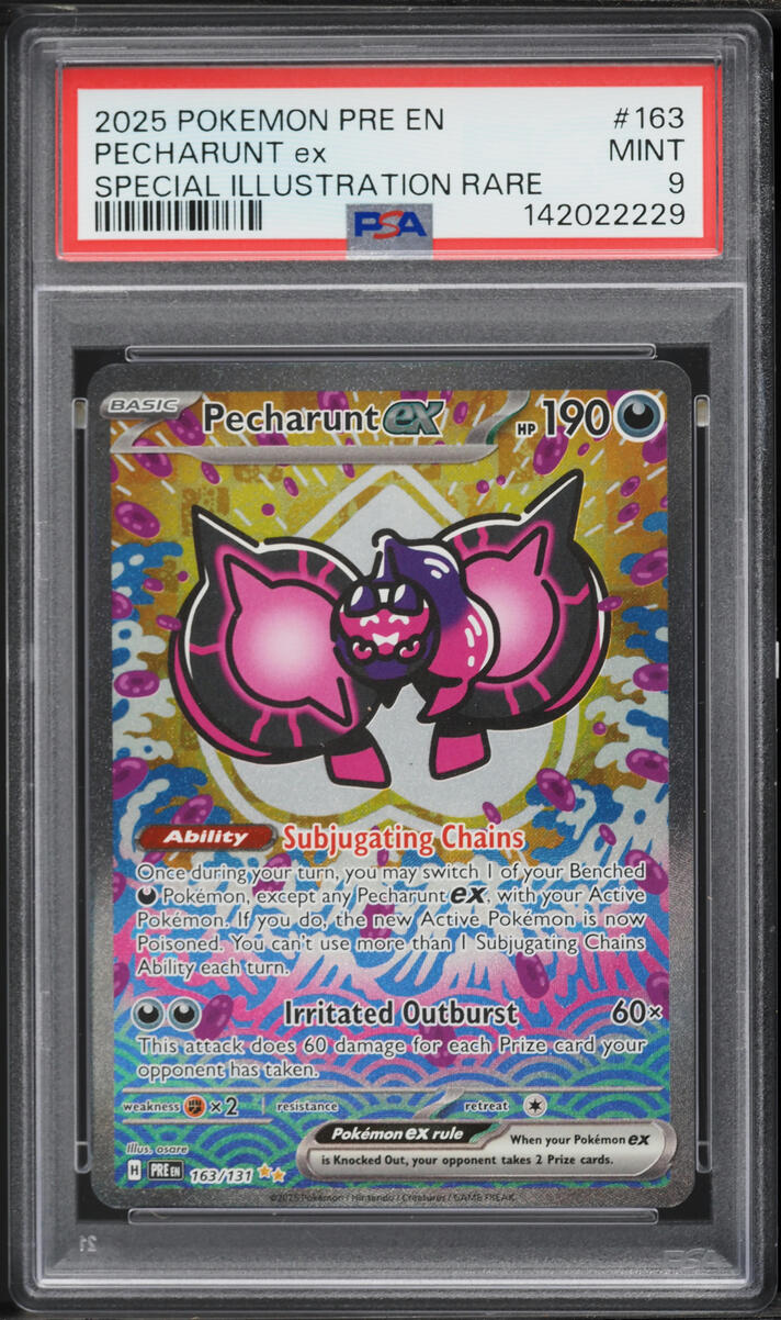2025 Pokemon Scarlet & Violet Prismatic Evolutions SIR Pecharunt ex #163 PSA 9 MINT