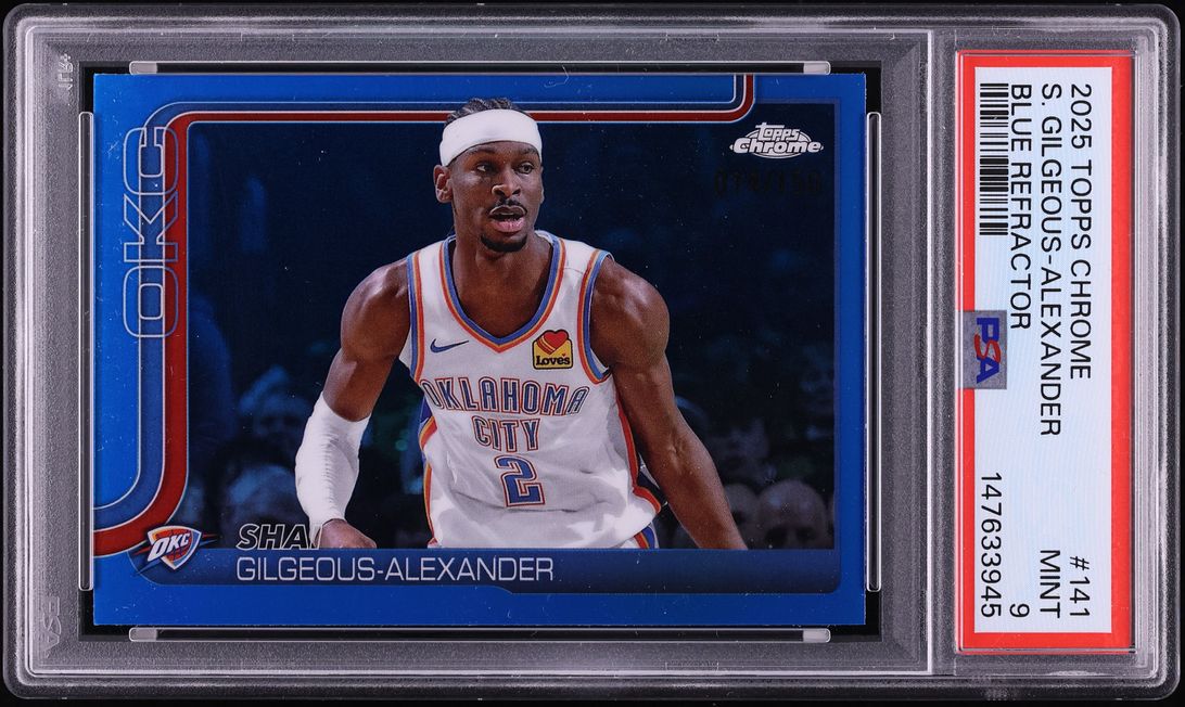 2025 Topps Chrome Blue Refractor Shai Gilgeous-Alexander /150 #141 PSA 9 MINT