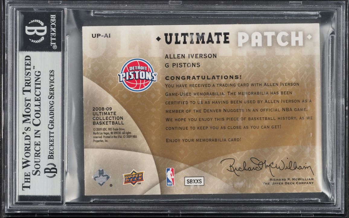 2008 Ultimate Collection Neck Logo Allen Iverson PATCH 1/1 #UPAI BGS 8.5 NM-MT+