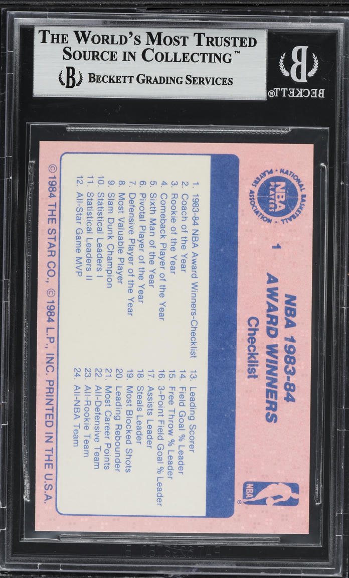 1984 Star Award Banquet '84 Award Winners Checklist #1 BGS 8.5 NM-MT+
