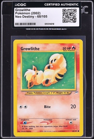 2002 Pokemon Neo Destiny Growlithe #68 CGC AUTH