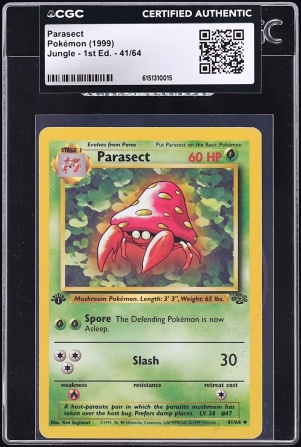 1999 Pokemon Jungle 1st Edition Parasect #41 CGC AUTH
