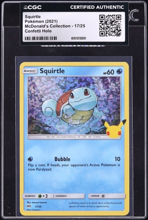 2021 Pokemon Sword & Shield McDonald's Collection Confetti Holo Squirtle #17 CGC AUTH