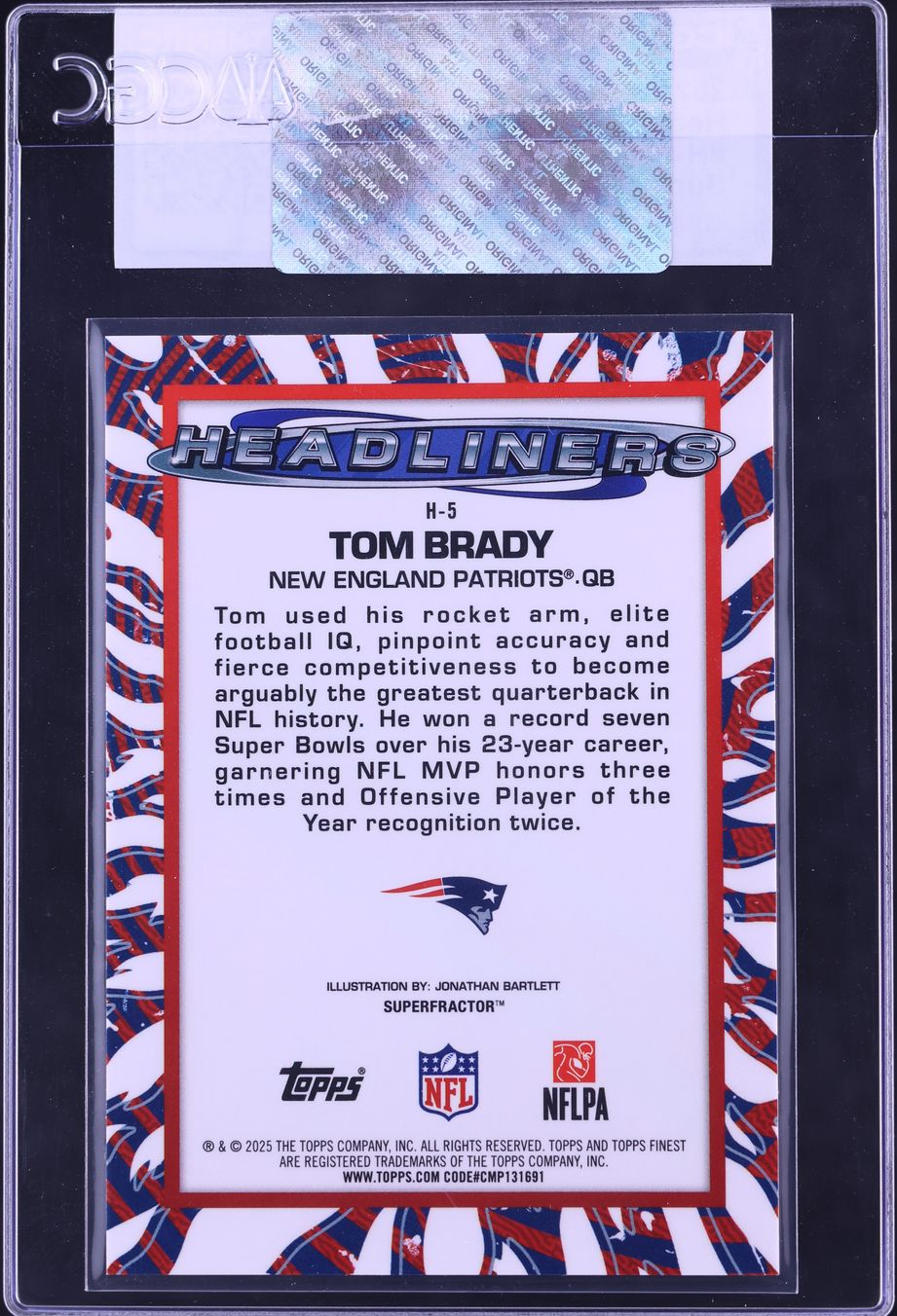 2025 Topps Finest Headliners Superfractor Tom Brady 1/1 #H-5 CGC AUTH