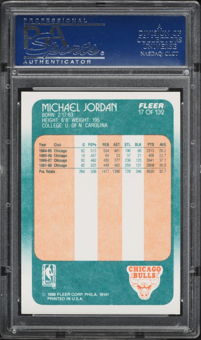 1988 Fleer Basketball Michael Jordan #17 PSA 9 MINT