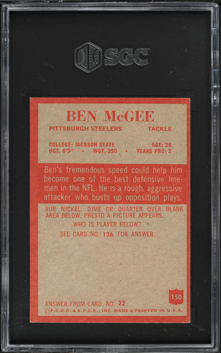 1965 Philadelphia Ben McGee #150 SGC 3 VG
