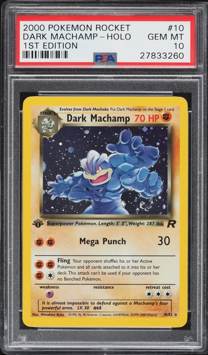 2000 Pokemon Team Rocket 1st Edition Holo Dark Machamp #10 PSA 10 GEM MINT