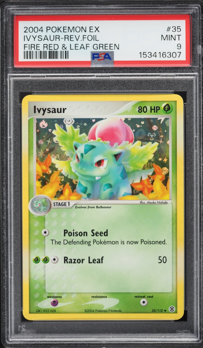 2004 Pokemon EX Fire Red & Leaf Green Reverse Holo Ivysaur #35 PSA 9 MINT