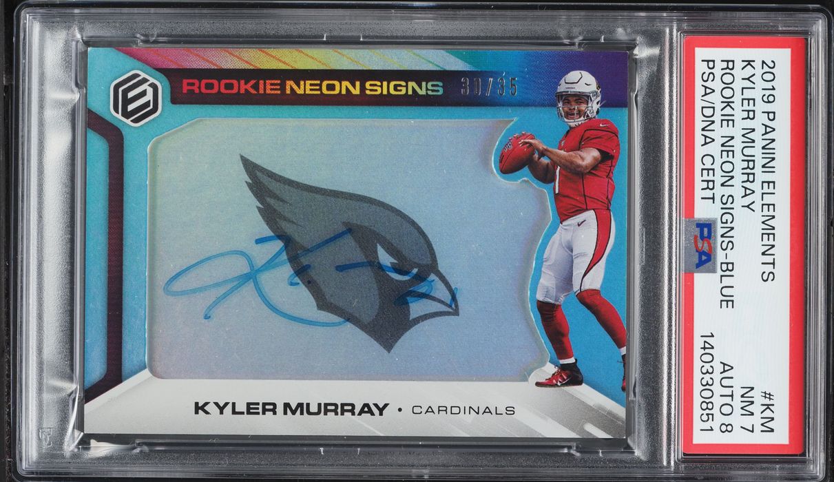 2019 Panini Elements Neon Signs Blue Kyler Murray ROOKIE AUTO DNA 8 /35 #RNS-KM PSA 7 NRMT