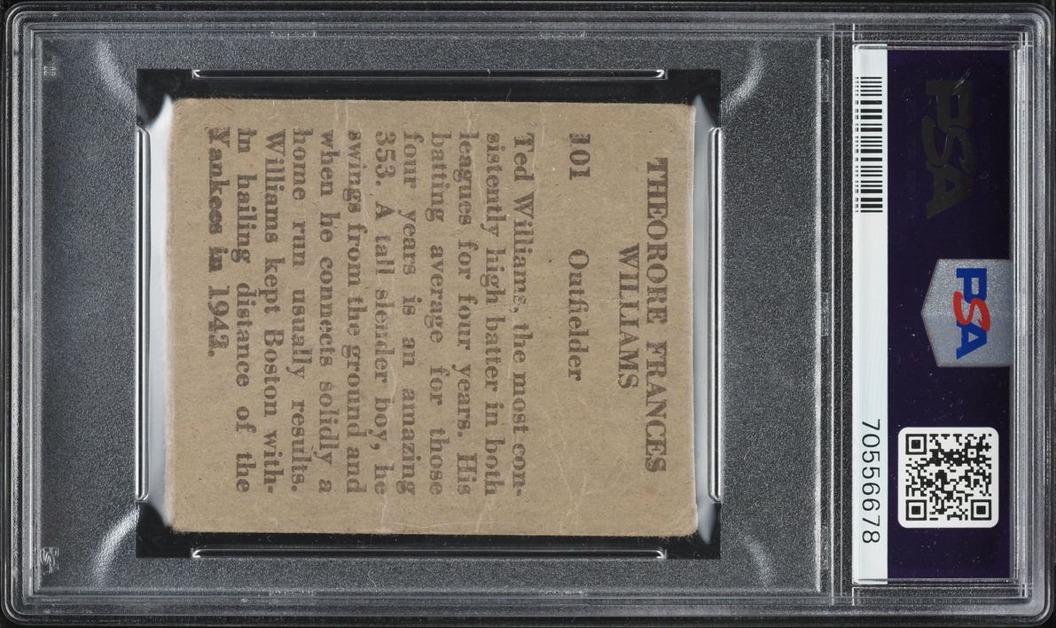 1949 R302-2 M.P. & Co. Ted Williams #101 PSA 1 PR