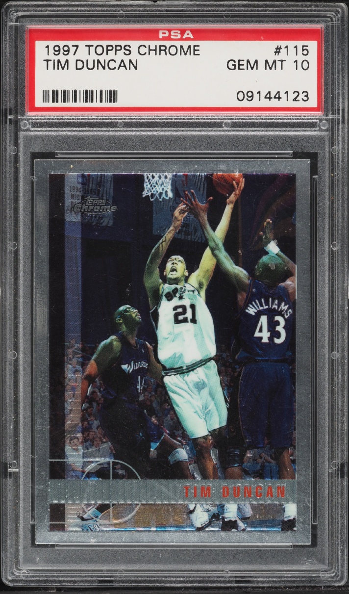 1997 Topps Chrome Tim Duncan ROOKIE #115 PSA 10 GEM MINT