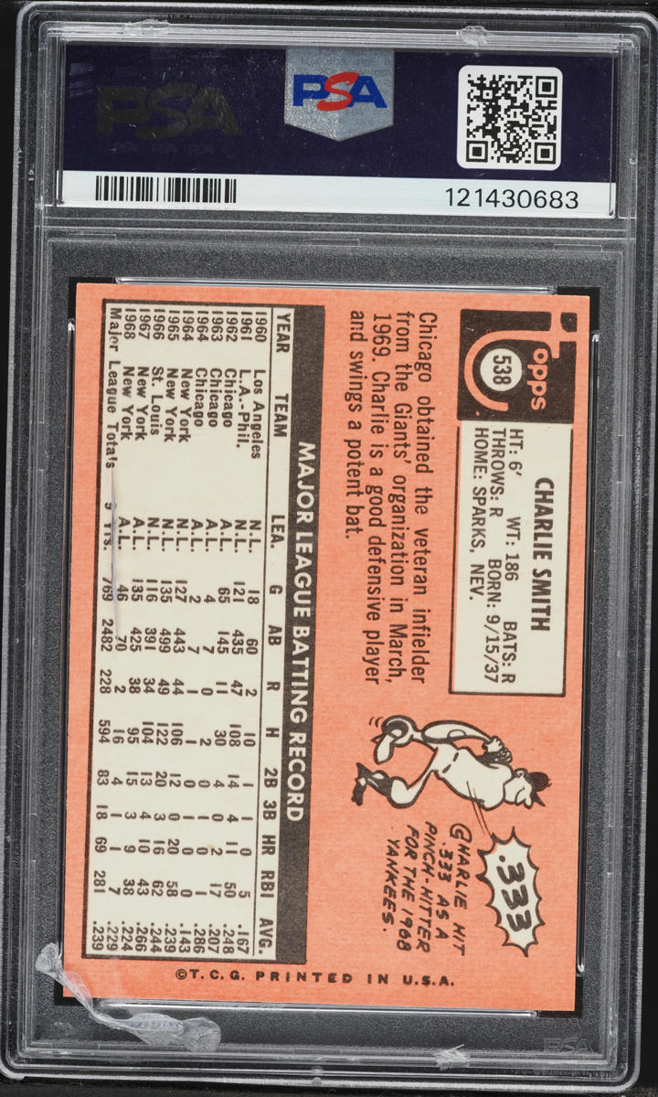 1969 Topps Charlie Smith #538 PSA 5 EX