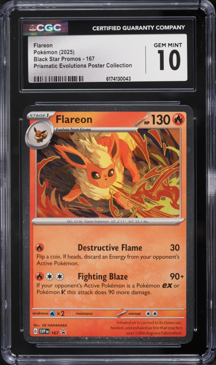 2025 Pokemon Scarlet & Violet Promo Prismatic Evolutions Poster Flareon #167 CGC 10 GEM MINT