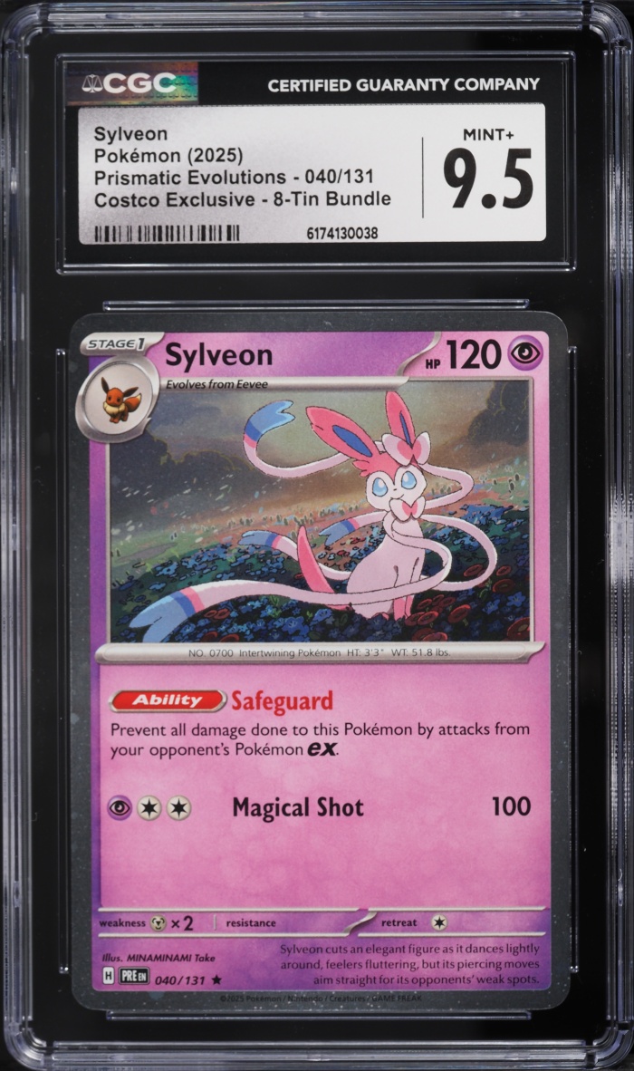 2025 Pokemon Scarlet & Violet Prismatic Evolutions Costco Exclusive Sylveon #40 CGC 9.5 MINT+