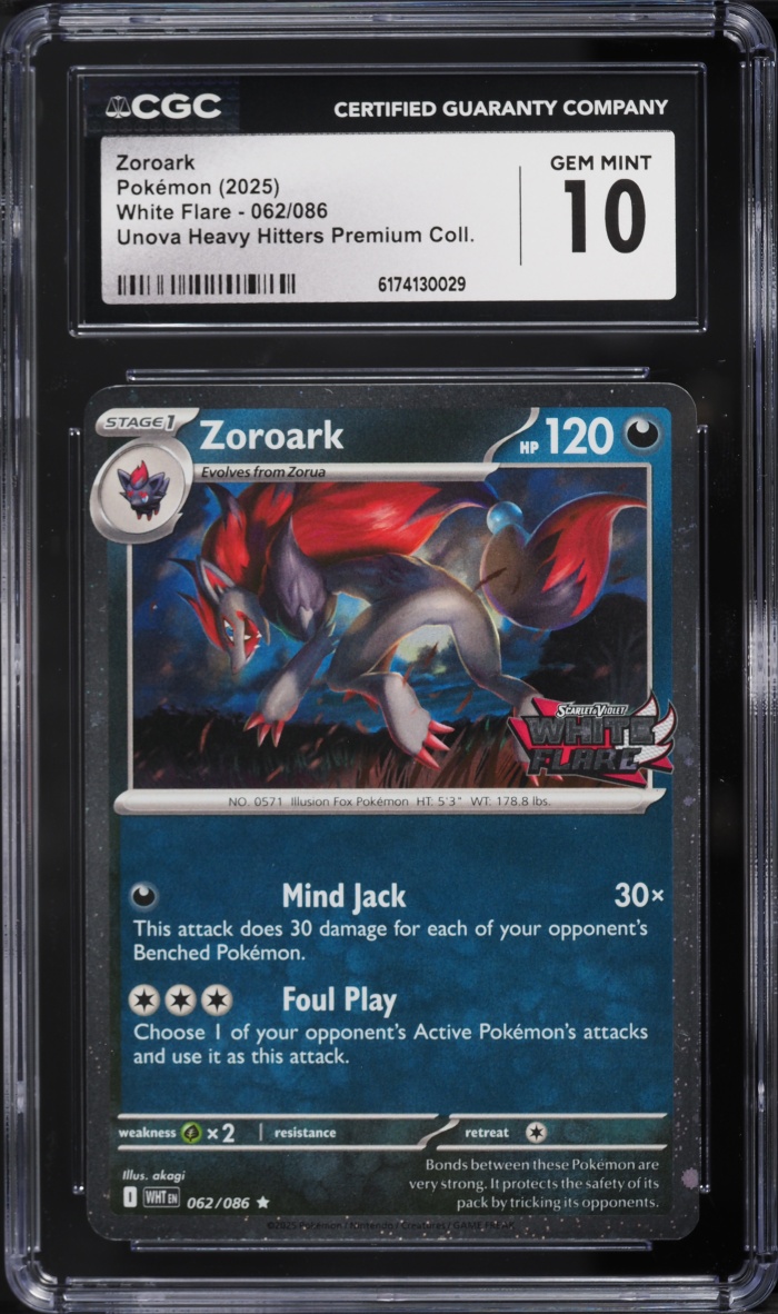 2025 Pokemon SV White Flare Unova Heavy Hitters Premium Collection Zoroark #62 CGC 10 GEM MINT