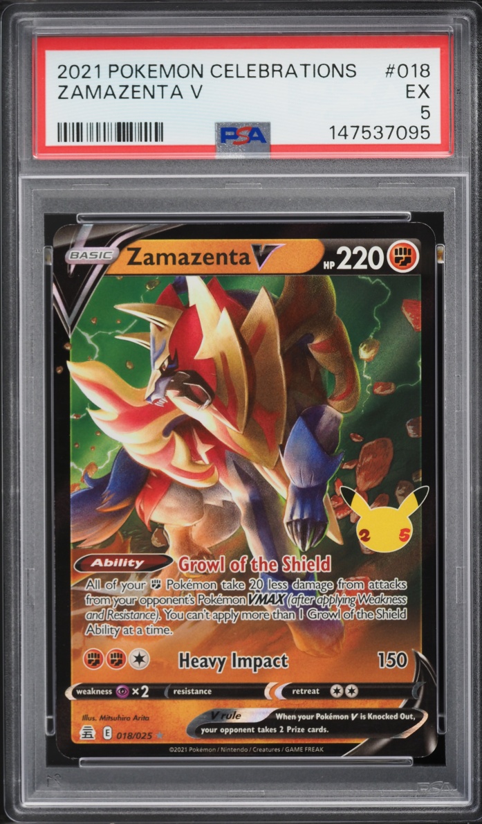 2021 Pokemon Sword & Shield Celebrations Holo Zamazenta V #18 PSA 5 EX