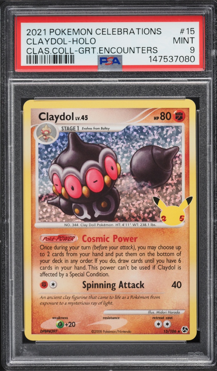 2021 Pokemon Sword & Shield Celebrations Classic Collection Holo Claydol #15 PSA 9 MINT
