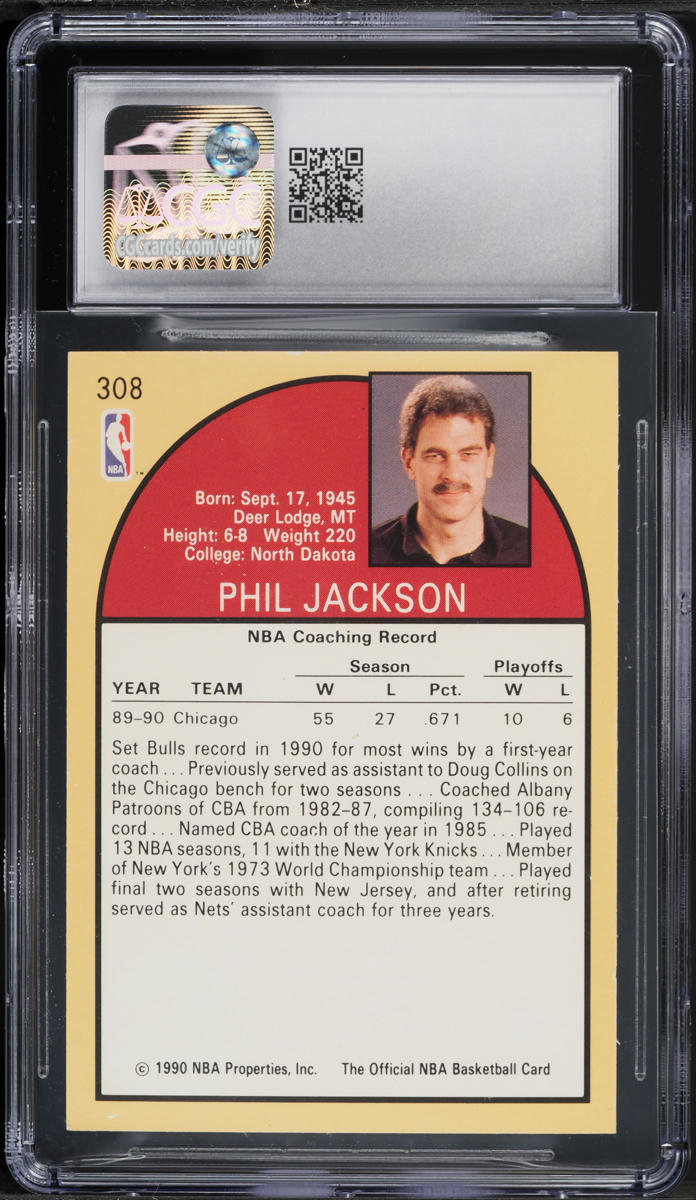 1990 Hoops Phil Jackson #308 CGC 8 NM-MT