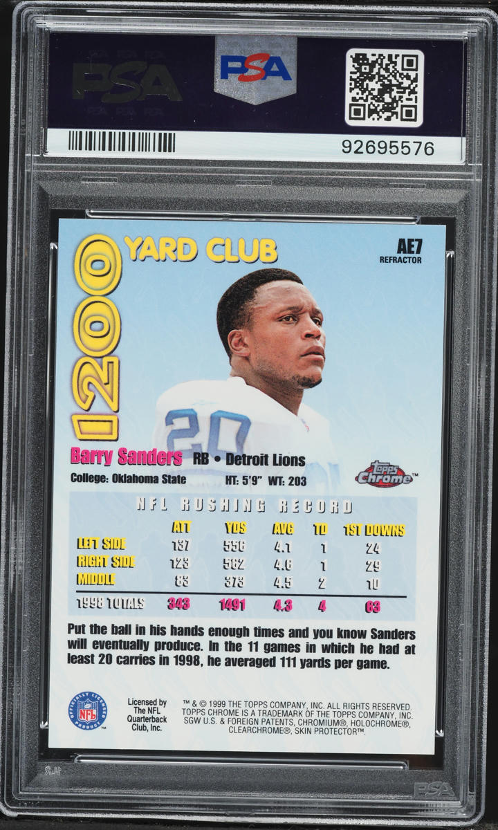 1999 Topps Chrome All-Etch Refractor Barry Sanders #AE7 PSA 10 GEM MINT
