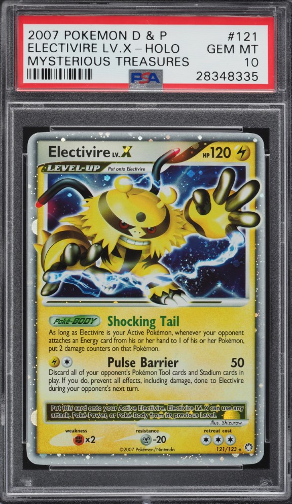 2007 Pokemon D&P Mysterious Treasures Holo Electivire Lv.X #121 PSA 10 GEM MINT
